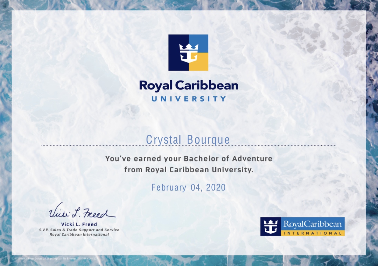 Royal Caribbean Certifcate